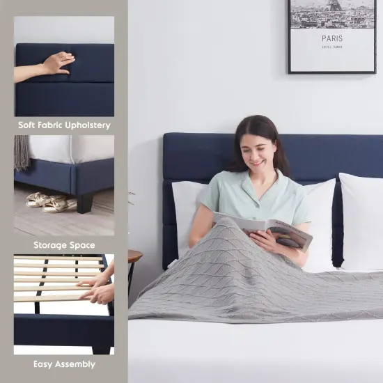 Nestl Horizontal Channel Upholstered Platform Bed {5}