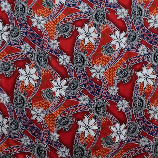 1 Yard Tiare Sea Turtles Polynesian Tribal Design Rayon Fabric 36in L x 45in W Yellow {2}