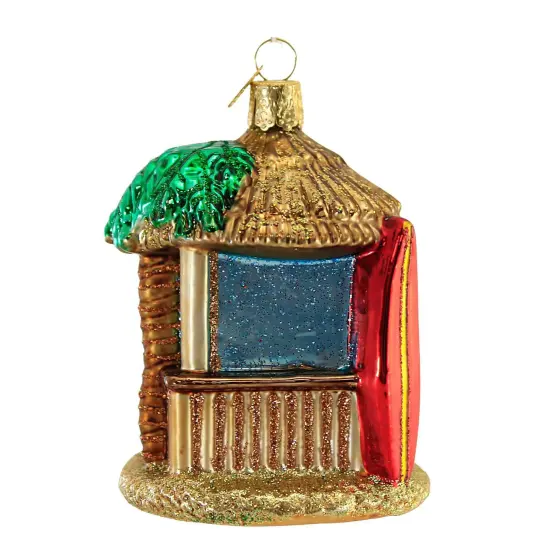Old World Christmas 3.75 In Tiki Hut Tree Ornament , Rest Relaxation Gold {3}