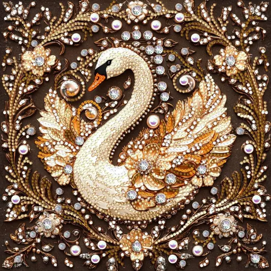 Diamond Painting Swan Flower Diamond Art Kits for Adults, Special Shaped Rhinestone Diamond Painting Kit for Beginner, Partial Drill Gems Art Craft for Home Wall Decor 12x12 inch {1}