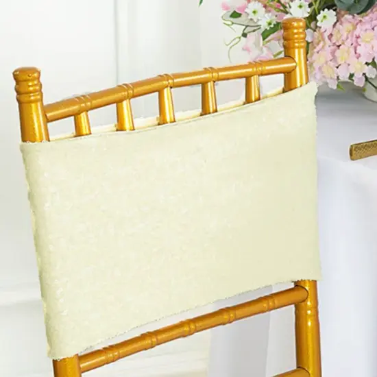 10 Pieces Luxurious Ivory Sequin Stretch Spandex Chair Bands 7 x 13 Inches {4}