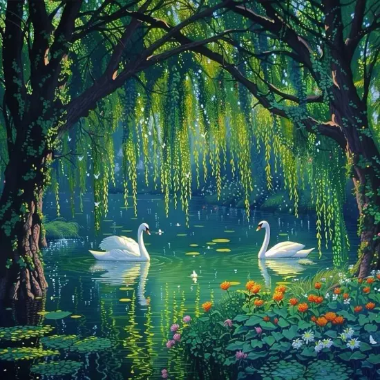 5D Diamond Painting Kits for Adults Beginners,DIY Swan Diamond Art Kits,Flowers Suitability Friends Full Round Drill Diamonds Dots Gem Art Home Wall Decor 14x14inch {1}