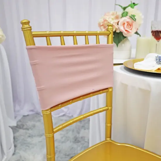 10 Pieces Soft Blush Pink Or Rose Gold Stretch Spandex Chair Bands 7 x 13 Inches {2}