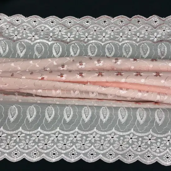 1 Yard Blush Medium Eyelet Cotton Blend Fabric with Soft Feel and Border 41/42 Inches Wide {3}
