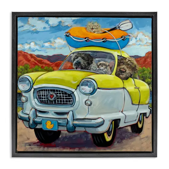 Stupell Industries Vacation Dogs in Car Floating Frame Design By CR Townsend {1}