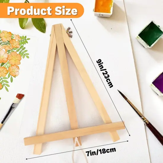 10 Pack 9 Inch Wood Easels,Art Craft Painting Easel,Table Top Easels for Painting, for Painting Party Displaying Canvases, Photos Mini Display Tripod Apply to Kids Artist Adults Students Etc {6}