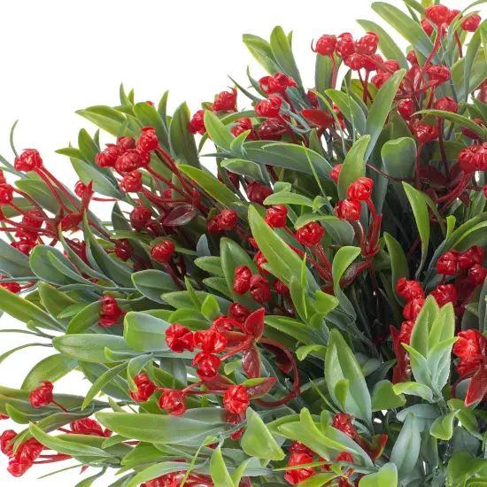 10 Bundles Artificial Flowers Outdoor UV Resistant Fake Flowers No Fade Indoor Faux Hanging Plants Window Box Garden Front Porch Decorating (Deep Red) {5}