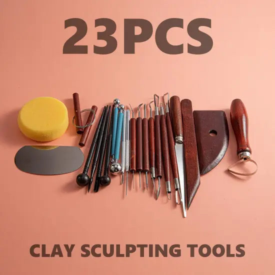 23PCS Clay Tools Sculpting, Ceramic & Pottery Modeling Tool, Ceramics Tools Set, Polymer Tools Kit, Air Dry Clay Tools for Carving, Molding, Pottery Wheel, Crafting Supplies, Pros, Beginners, Adults {4}