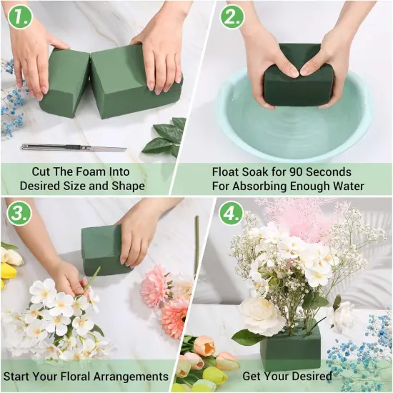 6 Pcs Floral Foam Blocks for Flower Arrangement (Larger Size 9&rdquo; Lx4.3&rdquo; Wx3&rdquo; H) Wet and Dry Green Floral Foam for Wedding, Birthdays, Home Decorations {5}