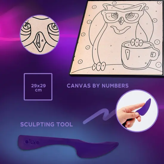 OKTO Clay-by-Numbers Kit &ndash; &ldquo;Owl&rdquo; (11.4&rdquo; x 11.4&rdquo;) {3}