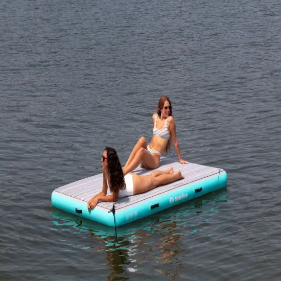 Swimline Luxe Inflatable Dock with Traction Pad and Ladder - 8' x 5' Blue {1}