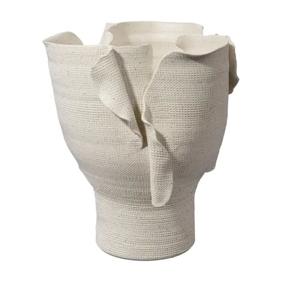 Jamie Young Company Wide Folded Petal Porcelain Vase - 13" - White {3}