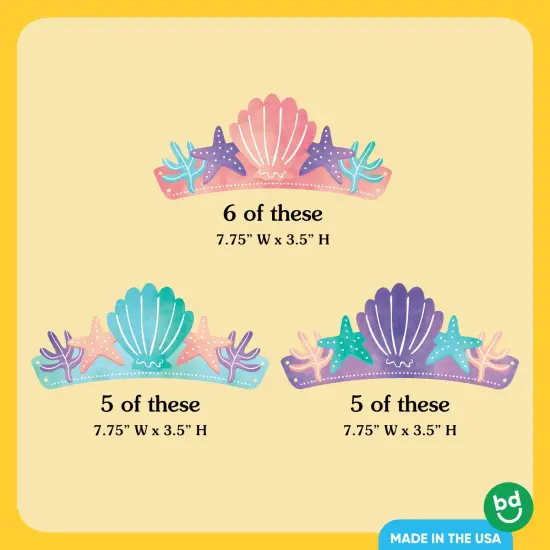Big Dot of Happiness Mermaid Party Paper Crowns, Colorful Under the Sea Party Headbands for Girls Birthday, DIY Mermaid Party Hat Favors, 16 Count {5}