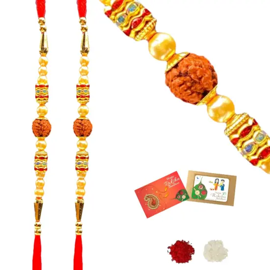 2CT Rakhi for Brother Rudraksha Rakhi Raksha Bandha Gift for your Brother Traditional Handmade Rudraksh Beads Rakhi Bracelet for Brother, Sister Bhabhi {5}