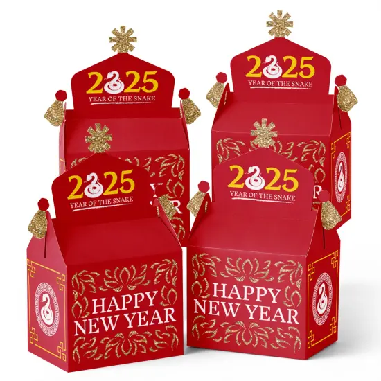Big Dot of Happiness 2025 Year of the Snake - Treat Box Party Favors - Lunar New Year Goodie Gable Boxes - Set of 12 {1}
