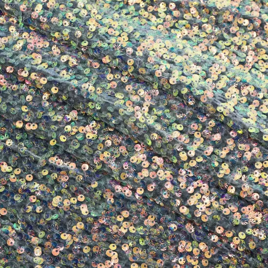 1 Yard 36" x 56" Sanibel Seashell Stretch Velvet Sequin Fabric Blue/lrid {7}