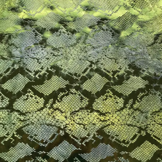 1 Yard 36" x 58/60" Jungle Cobra Foil Printed Stretch Velvet Fabric Lime {2}