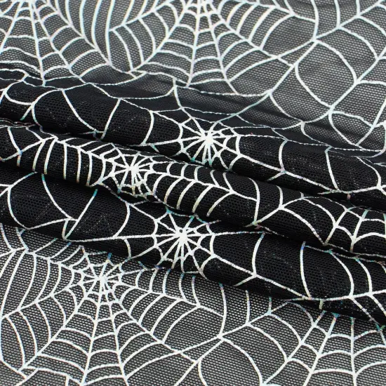 1 Yard 36" x 60" Spiderweb Foiled Mesh Spandex Fabric 100 GSM Oranqe/Gold - UV {7}