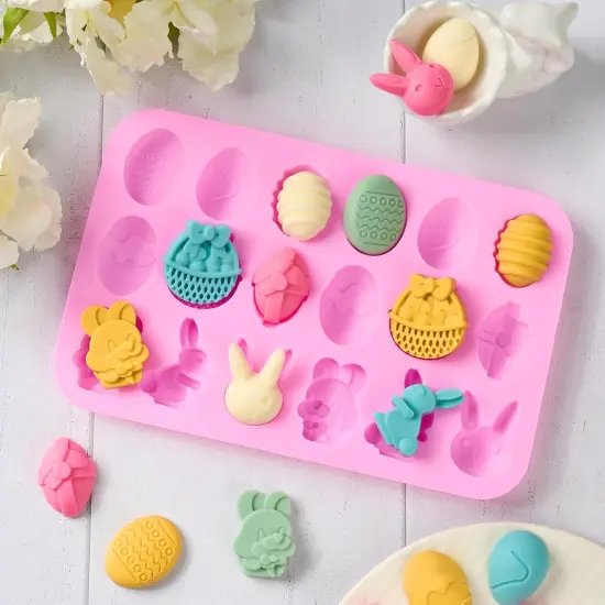 Easter Silicone Chocolate Molds, 4 Packs Egg Rabbit Bunny Shaped Candy Mold Non Stick Baking Pan for DIY Chocolate, Fondant, Gummy, Jelly, Hot Chocolate Bomb, Cake Topper {5}