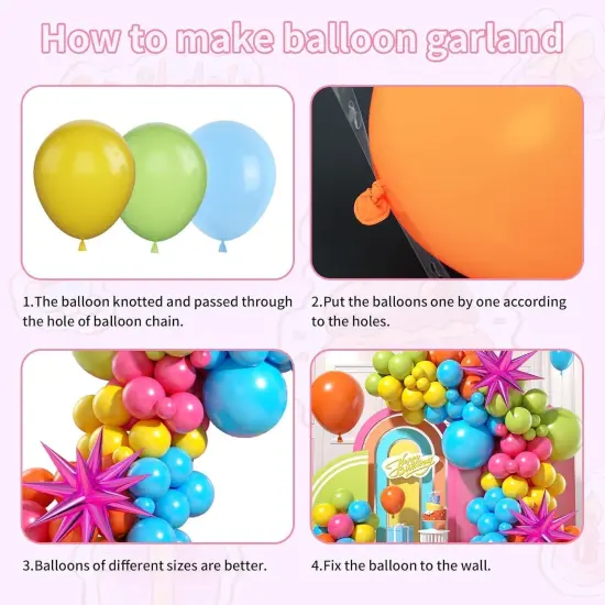 Green Blue Yellow Orange Balloon Arch, Rainbow Balloon Garland with Rose Red Yellow Orange Blue Green Latex Balloons Rose Red Foil Balloons for Birthday Aloha Luau Fiesta Party Decorations {3}