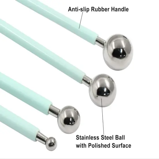 4-Pack Cake or Clay Sculpture Modeling Tools Double-Ended Metal Ball Stylus Dotting Set Stainless Steel for Sculpting Modeling {2}