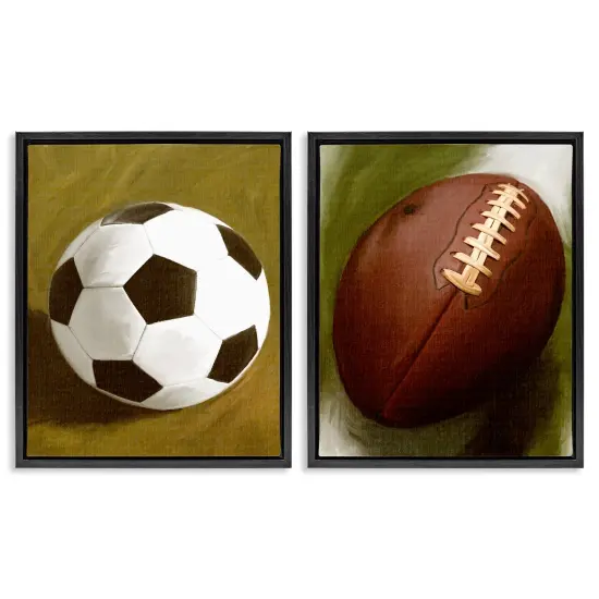 Stupell Industries Soccer & Football Traditional 2pc Floater Framed Canvas Wall Art Set Design by Regina Moore {1}