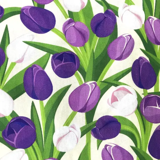 100% Cotton Tulip Flower Cotton Fabric Quilting Fat Quarter Bundles (1.45 Yard x 1.09Yard) {3}