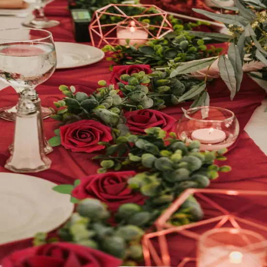 50Pcs Artificial Flowers Dark Red Roses Perfect DIY Wedding Bouquets {2}