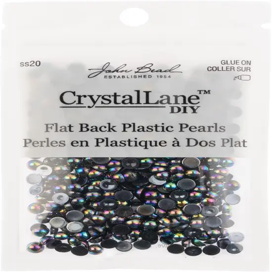 Crystal Lane DIY SS20(5mm) Plastic Pearl Flatback Rhinestones, 575pcs Black AB {3}