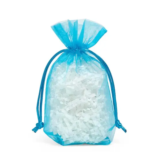 Flat Bottom Organza Bags 5 1/2 '' X 1 1/2 '' X 10 1/2 '' for Holiday Gift Bags Turquoise {2}