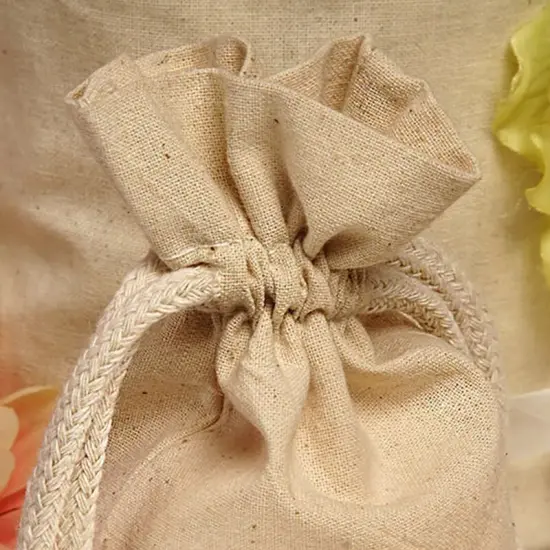 Compact Flat Bottom Cotton Muslin Bag 3 1/2" x 1" x 5 1/2" {5}
