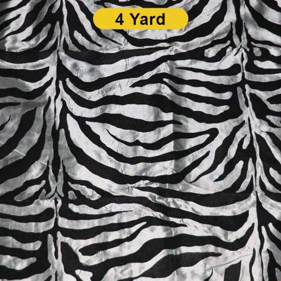 Flocking Velvet Zebra on Taffeta Fabric 60" Wide for Curtains, Apparel & Costumes Platinum Zebra {1}