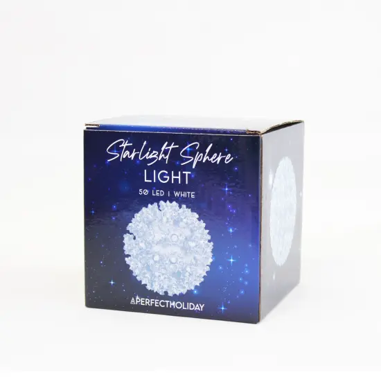 Perfect Holiday Clear Starlight Sphere 50 LED Christmas Lights White {2}
