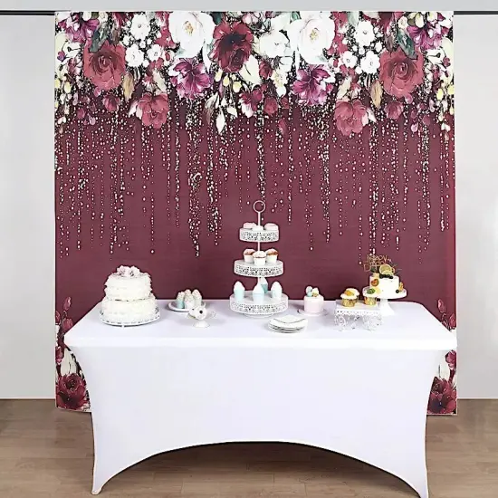 8 ft Vinyl PHOTO BACKGROUND Burgundy Roses Backdrop Party Decorations Supplies {4}