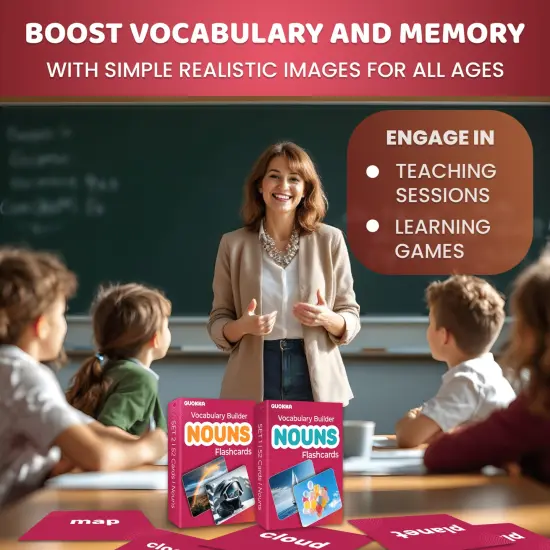 QUOKKA 104 Noun Flash Cards Set &ndash; Kids and Adults Vocabulary Builder for ABA Therapy, Early Childhood Education, and ESL Teaching &ndash; Picture Cards for Speech Therapy and Vocabulary Building Activities {5}