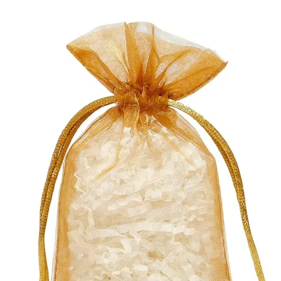 Flat Bottom Organza Bags 5 1/2 '' X 1 1/2 '' X 10 1/2 '' for Holiday Favors Old Gold {5}