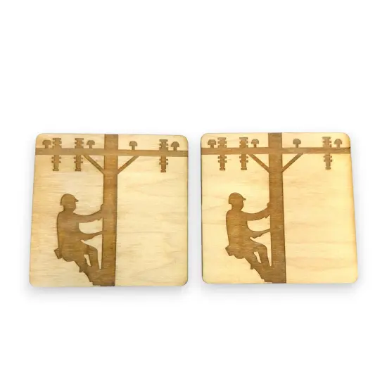 Lineman Coasters Set of 2 - Raw Wood {1}