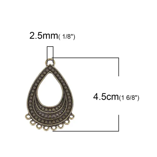 *10* 45x29mm Antique Bronze Teardrop Chandelier Hangers {6}