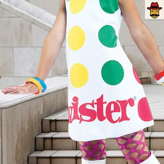 Twister Game Girls Costume Dress with Matching Hat for Fun Party Style {3}