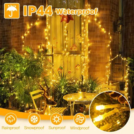 Ollny Christmas Lights 120LED 40FT, Warm White Fairy Lights Waterproof Connectable Timer, 8 Modes Plug in String Lights for Bedroom Outdoor Tree Indoor House Decorations {6}
