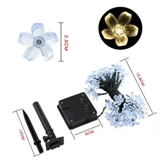 SEMILITS Outdoor Solar String Lights 50LED Flower Shaped Solar Fairy Lights for Christmas Garden Decoration Warm White {6}