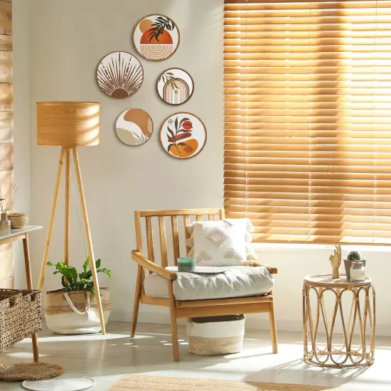 5 Pcs Boho Wall Art Decor Wooden Living Room Wall Decor Bohemian Wall Hanging Decor Farmhouse Geometric Hanging Decor 10'' and 8'' Aesthetic Wood Minimalist Wall Art for Apartment Bedroom (Boho) {4}