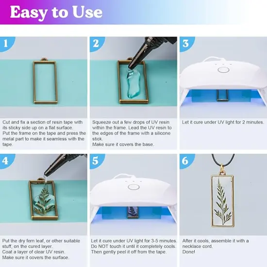 LET'S RESIN Jewelry Making Kit - 153Pcs Highly Clear Resin with Upgraded UV Lamp, Resin Accessories for Keychains, Jewelry {5}
