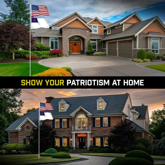 G128 Combo Pack: 25 Ft Telescoping Aluminum Flagpole (Silver) & American and Christian Flags 3x5 Ft, Both StormFlyer Series Embroidered 220GSM Spun Polyester | Pole with Flags Included {4}