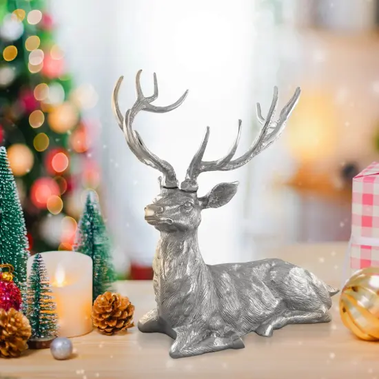 Costway Sitting Reindeer Statue Christmas Decor Statue Aluminum 17.5" x 15" x 17.5" {1}