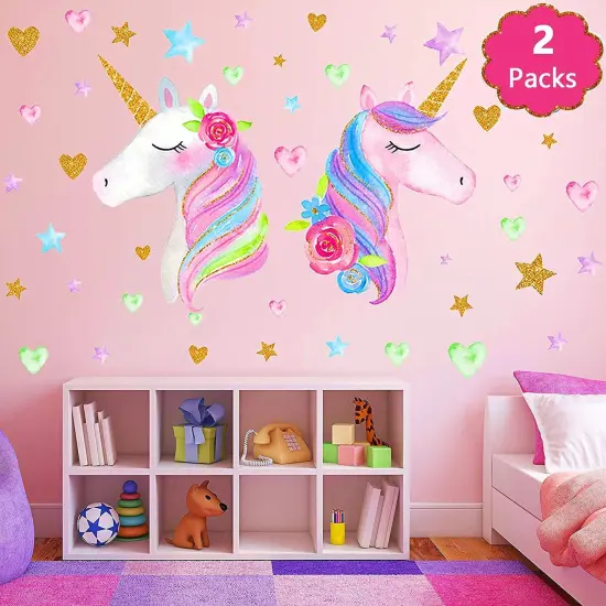 Unicorn Wall Decal,Large Size Unicorn Wall Sticker Decor for Gilrs Kids Bedroom Birthday Party {1}
