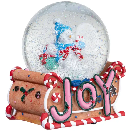 Northlight Musical Joy Gingerbread Sleigh with Snowman Christmas Snow Globe - 5.25" Pink {5}