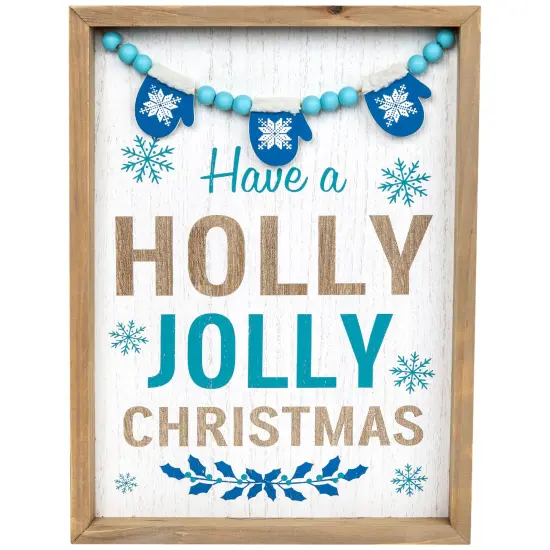 Northlight Have A Holly Jolly Christmas Framed Wall Art - 15.5" x 11.75" Blue {3}