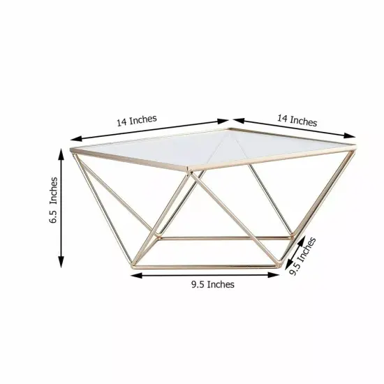 14-Inch Gold Clear Metal Glass Geometric CAKE STAND Party Wedding Decorations {3}