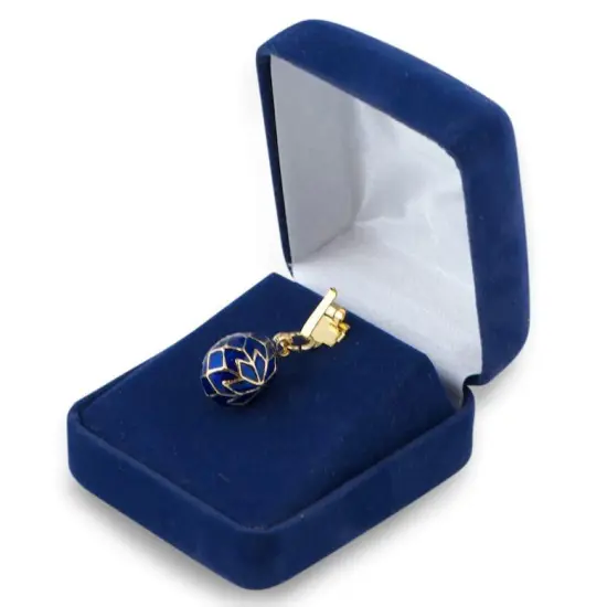 20-Inch Royal Blue Snowflake Egg: Enamel Pendant Necklace {6}